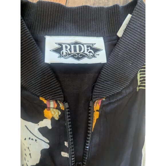 Vintage RIDE Bomber Jacket M – 80s 90s Abstract Print Zip-Up, Made in India - Picture 5 of 5